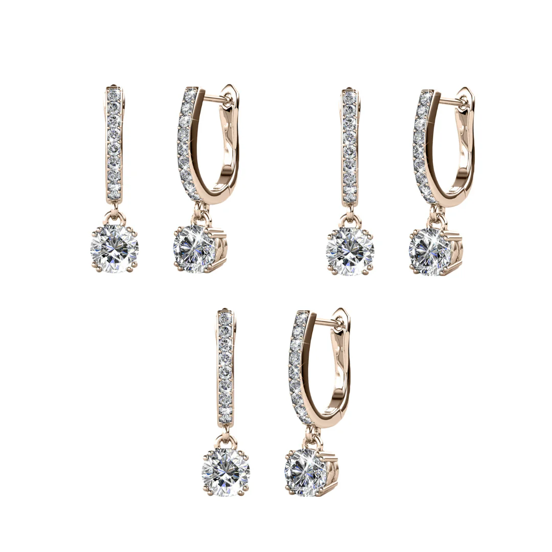 McKenzie 18k Gold Plated Dangle Earrings with Swarovski Crystals (3 Pair Set) - Image 11