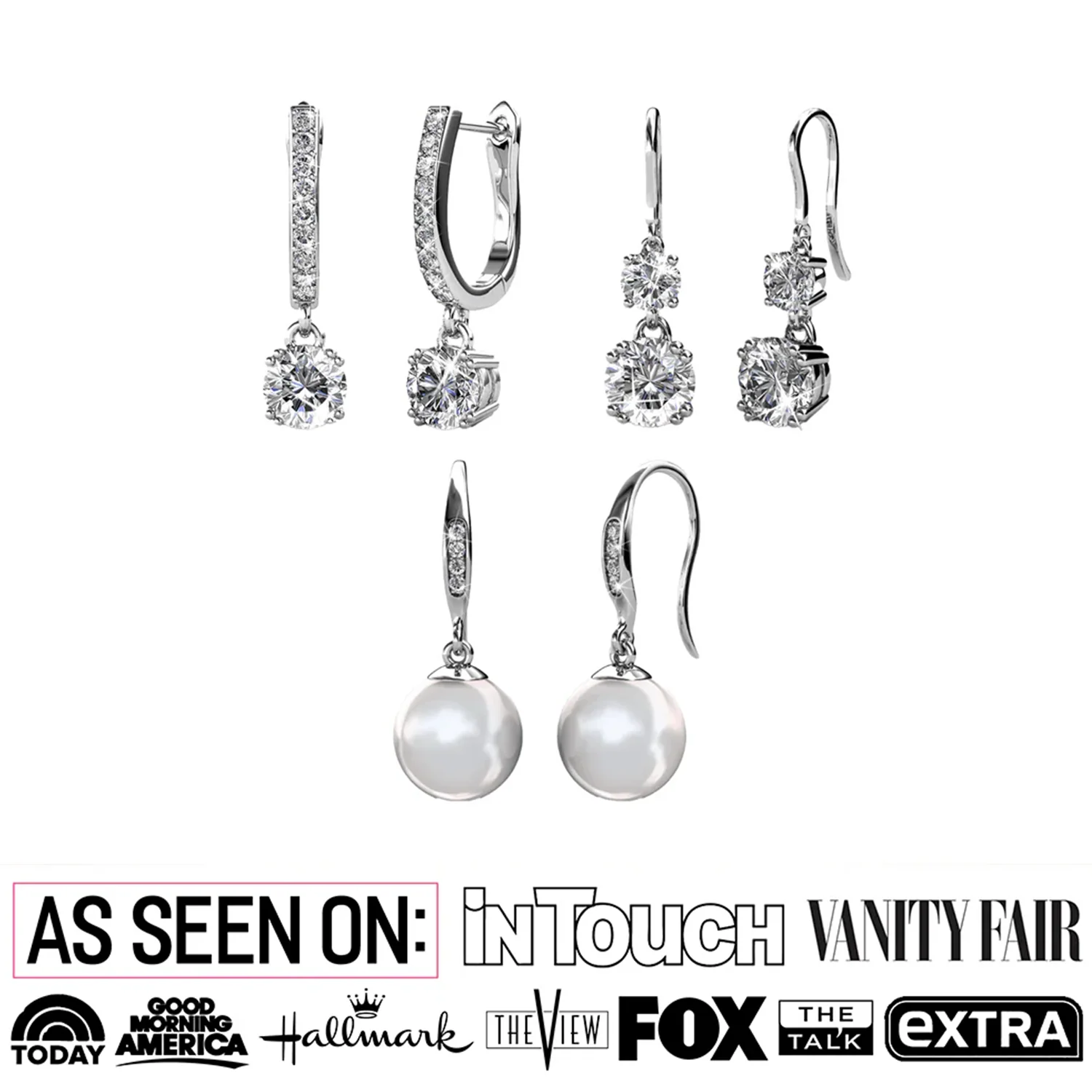 McKenzie, Kadence, Betty 18k White Gold Plated Drop Earrings for Women (3 Pair Set) - Image 2