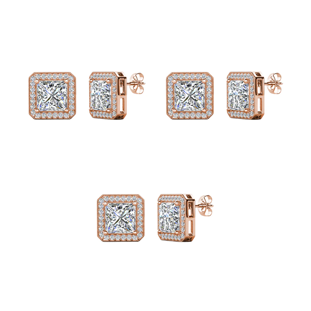 Norah 18k Gold Plated Stud Earrings with Simulated Diamond Crystals (3 Pair Set) - Image 10