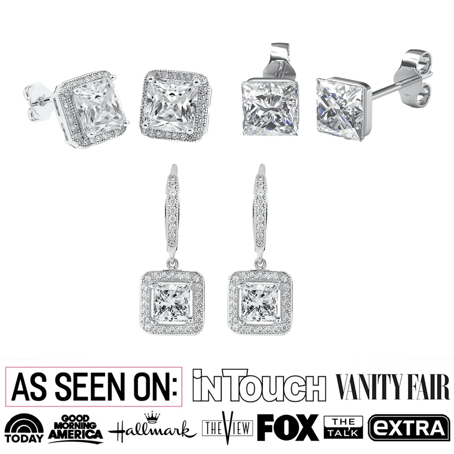 Norah, Ivy, Brooke 18k White Gold Plated Earrings for Women (3 Pair Set) - Image 2