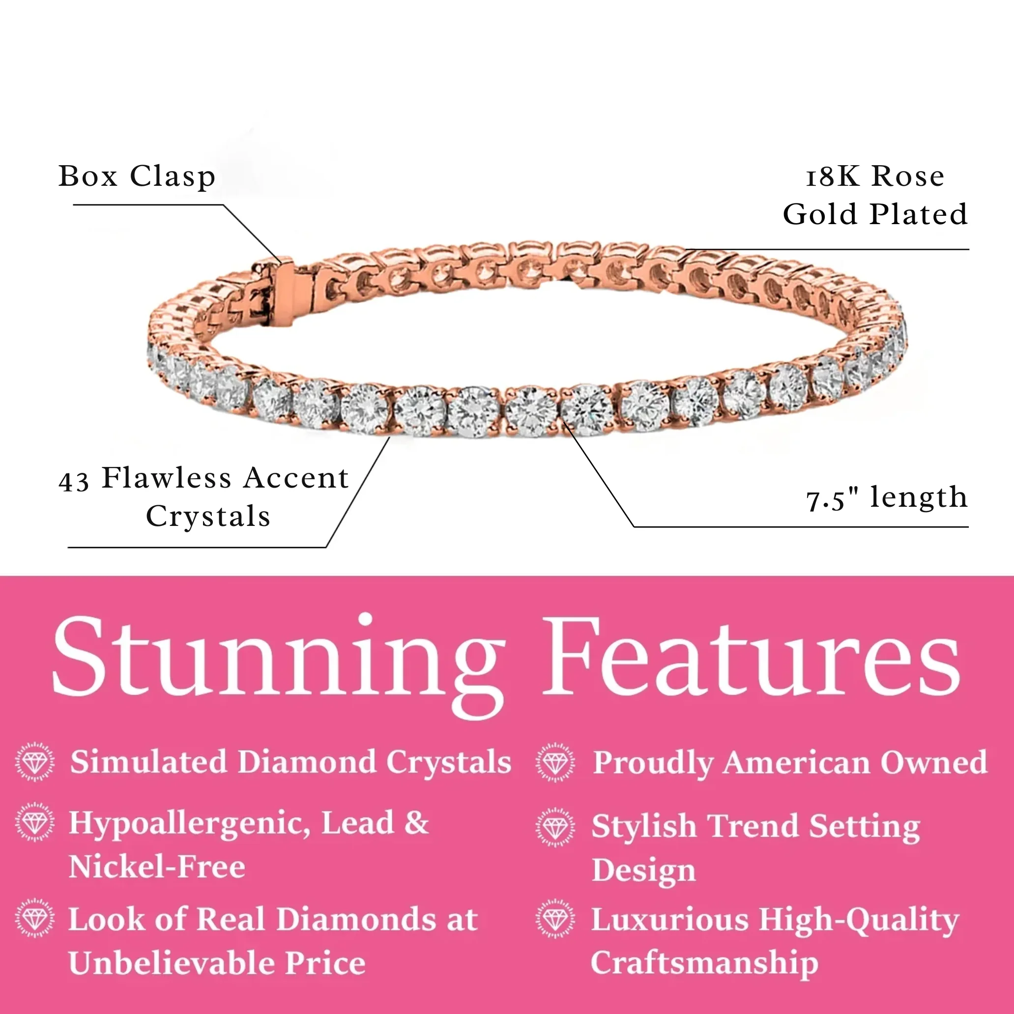Olivia 18k Gold Plated Tennis Bracelet with Simulated Diamond Crystals (Set of 3) - Image 12