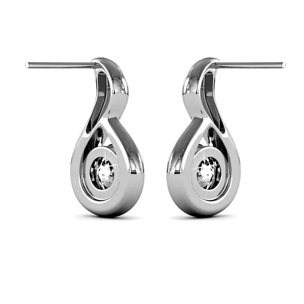 Parker 18k White Gold Plated Teardrop Stud Earrings with Swarovski Crystal - Image 8