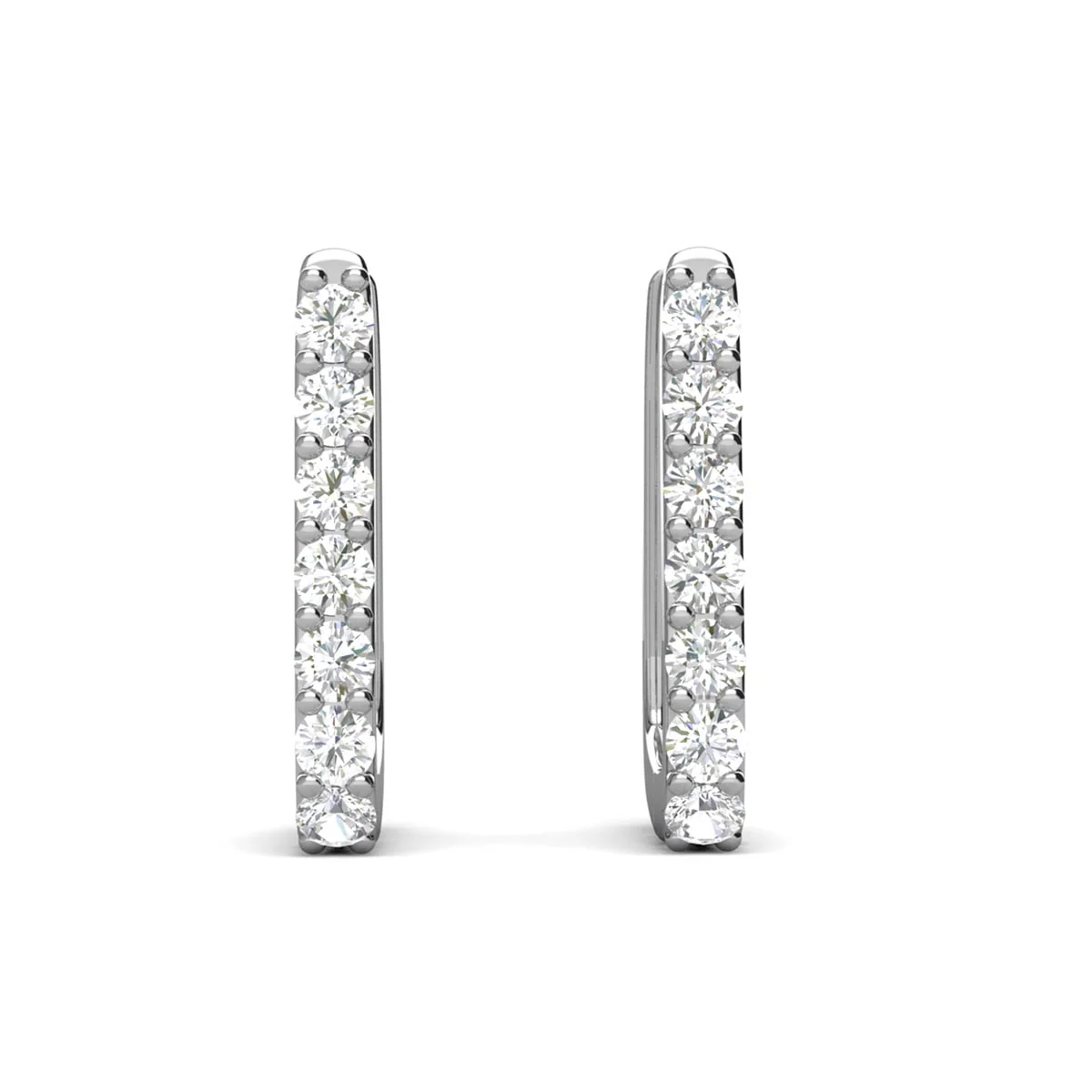 Phoebe 18k White Gold Plated 14mm Hoop Earrings with Swarovski Crystals - Image 8