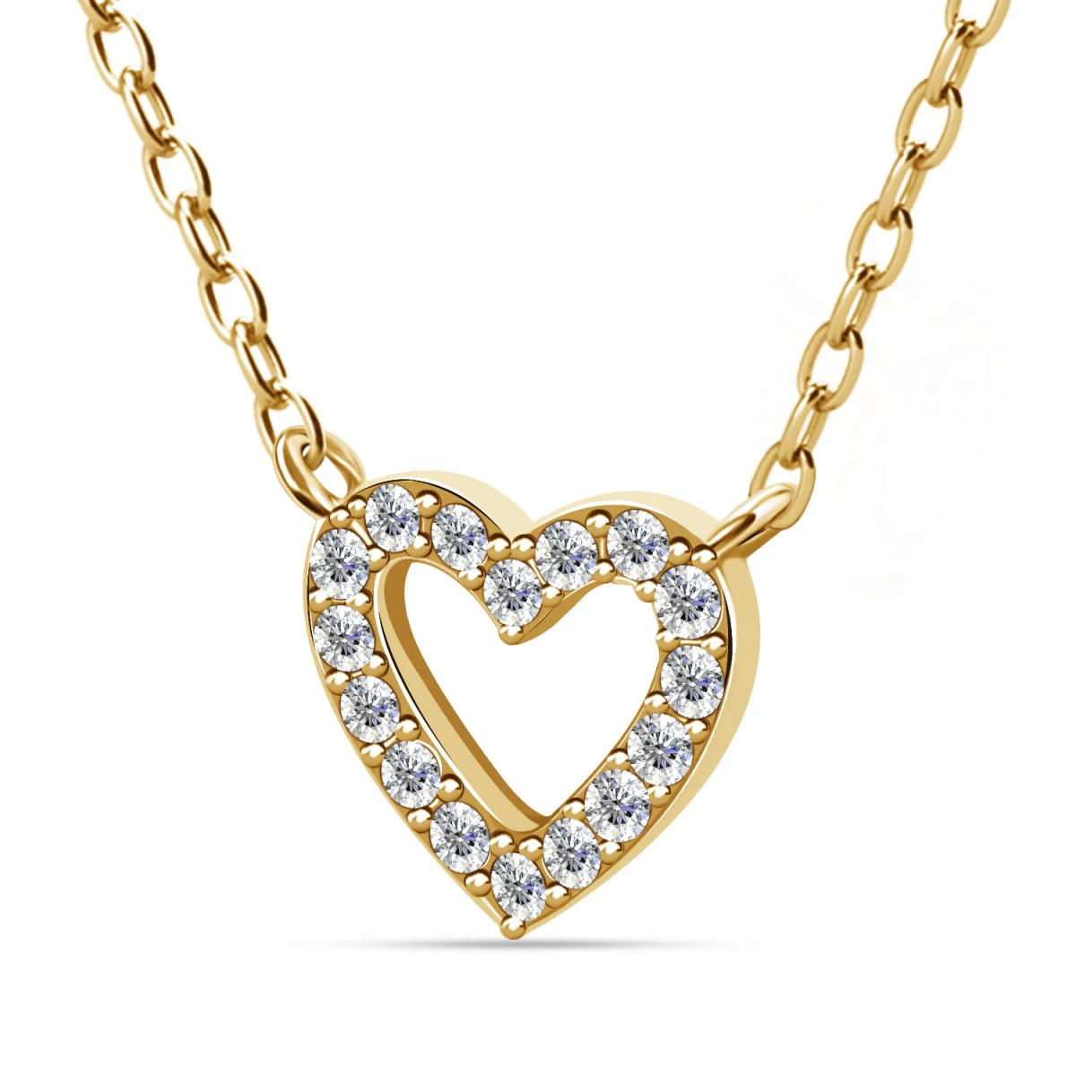 Piper 18k White Gold Plated Heart Pendant Necklace with Swarovski Crystals - Image 12