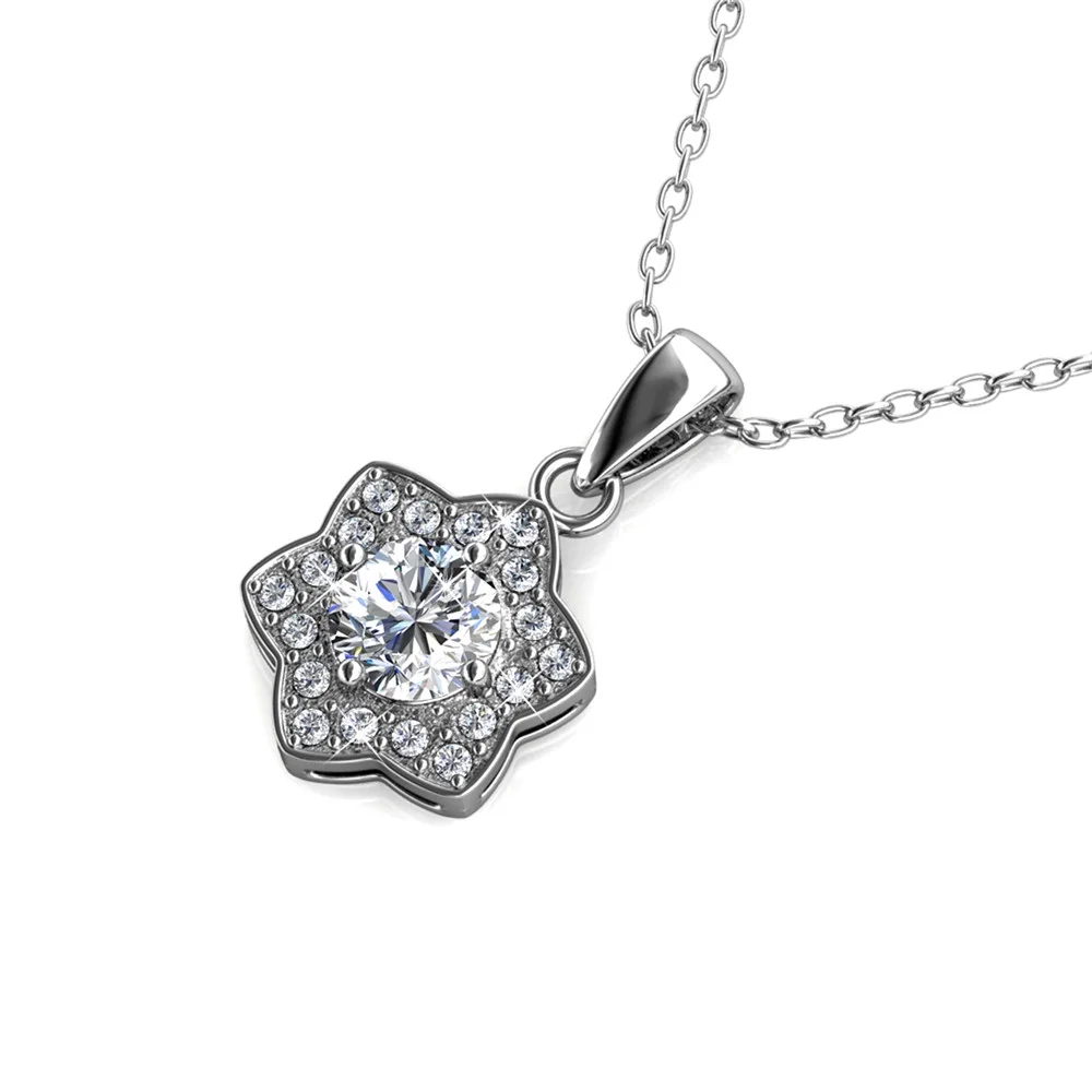 Poppy 18k White Gold Plated Necklace with Simulated Diamond Crystals - Image 8