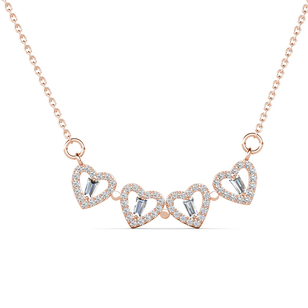 Posie 18k White Gold Plated 2-in-1 Heart/Clover Pendant Necklace with Swarovski Crystals - Image 20