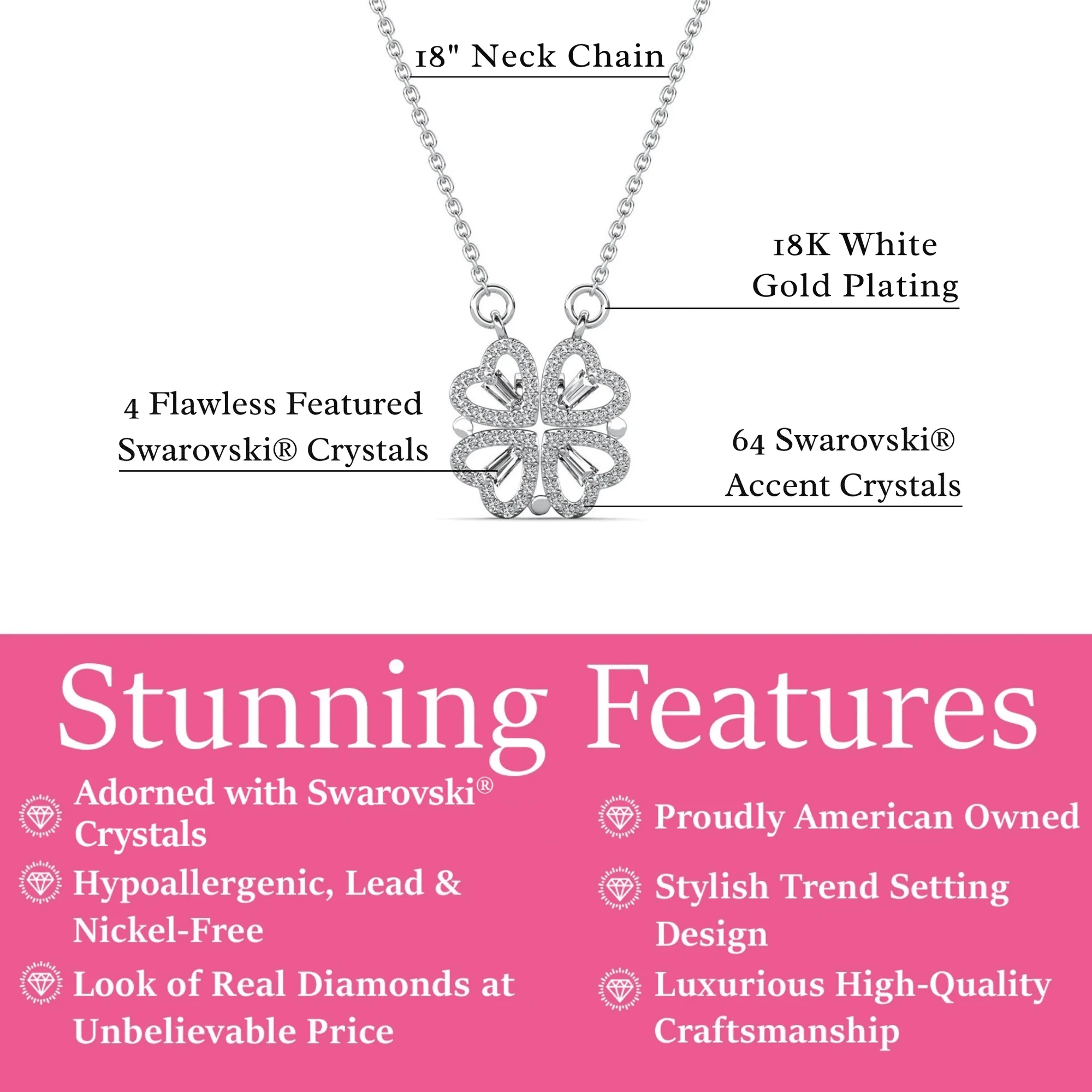 Posie 18k White Gold Plated Heart Necklace with Swarovski Crystals & Heartfelt Message for Daughter - Image 4
