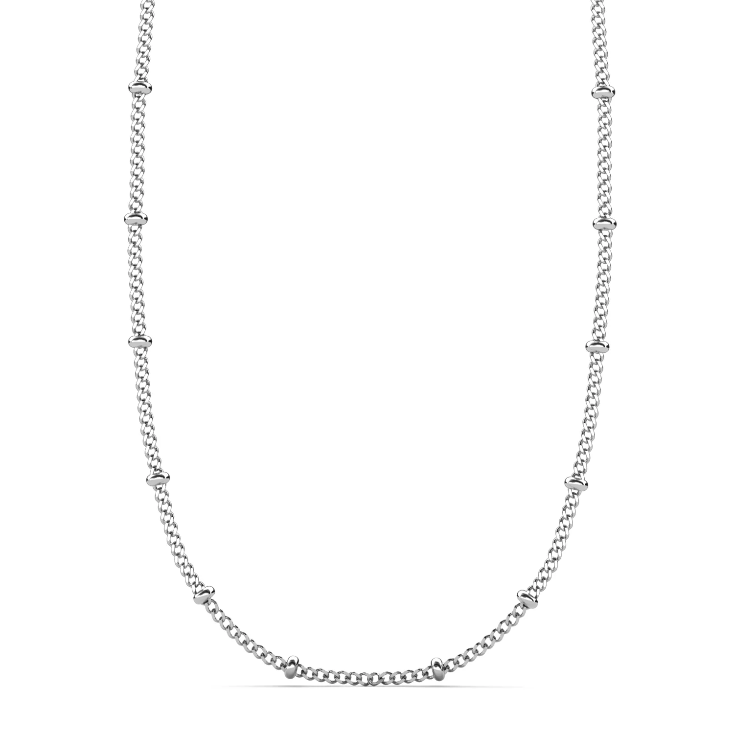 Pria 18k White Gold Plated Bead Station Chain Necklace - Image 10
