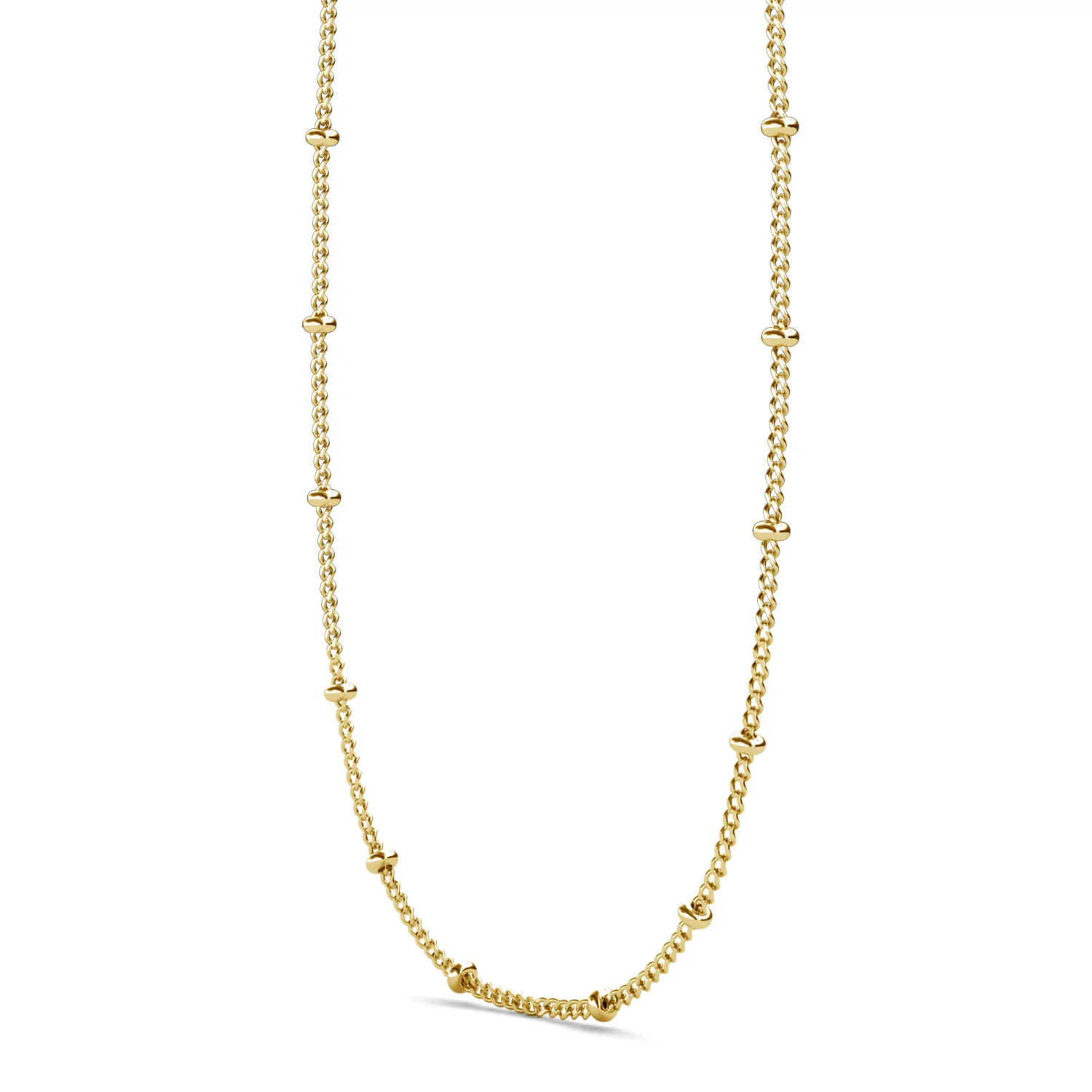 Pria 18k White Gold Plated Bead Station Chain Necklace - Image 14