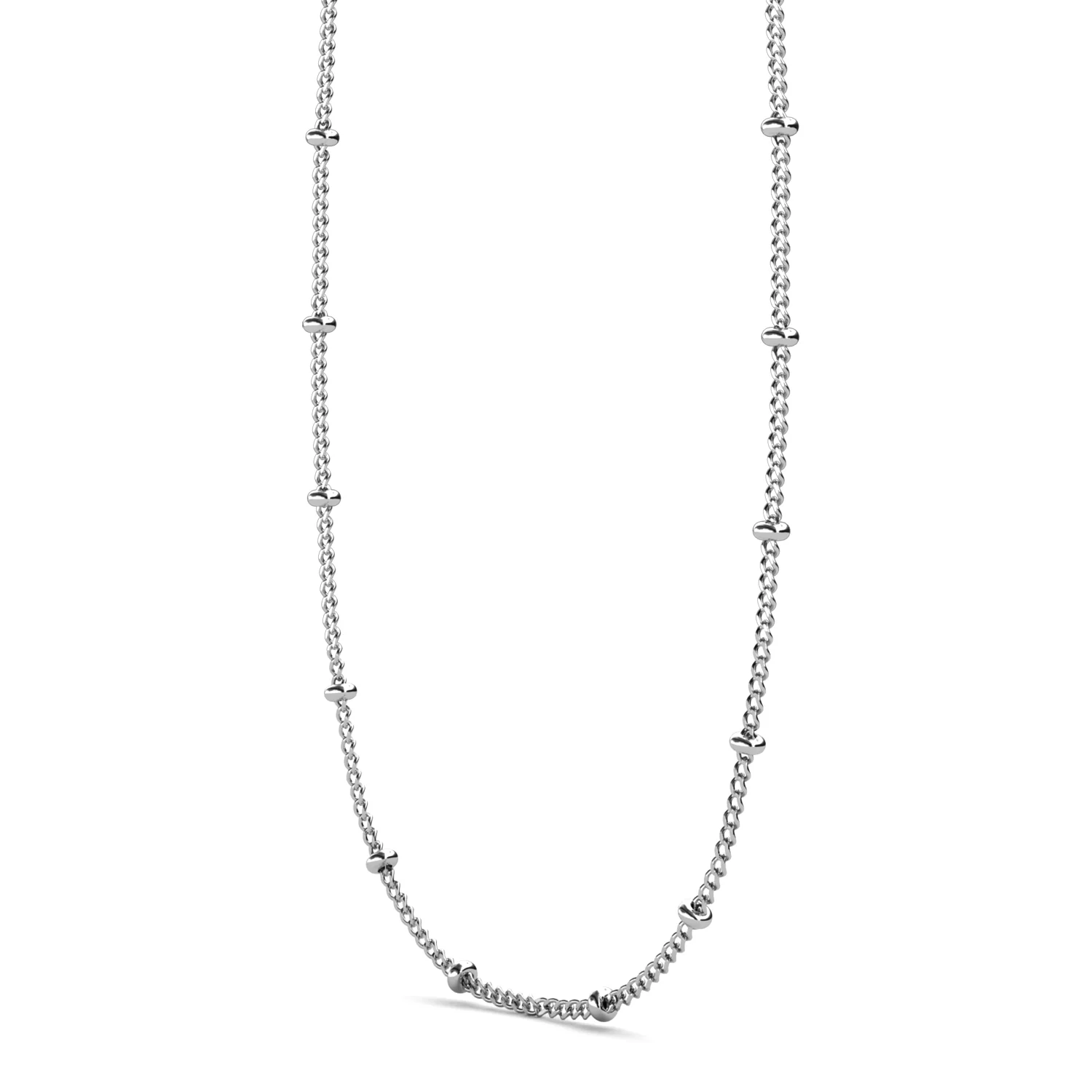 Pria 18k White Gold Plated Bead Station Chain Necklace - Image 9