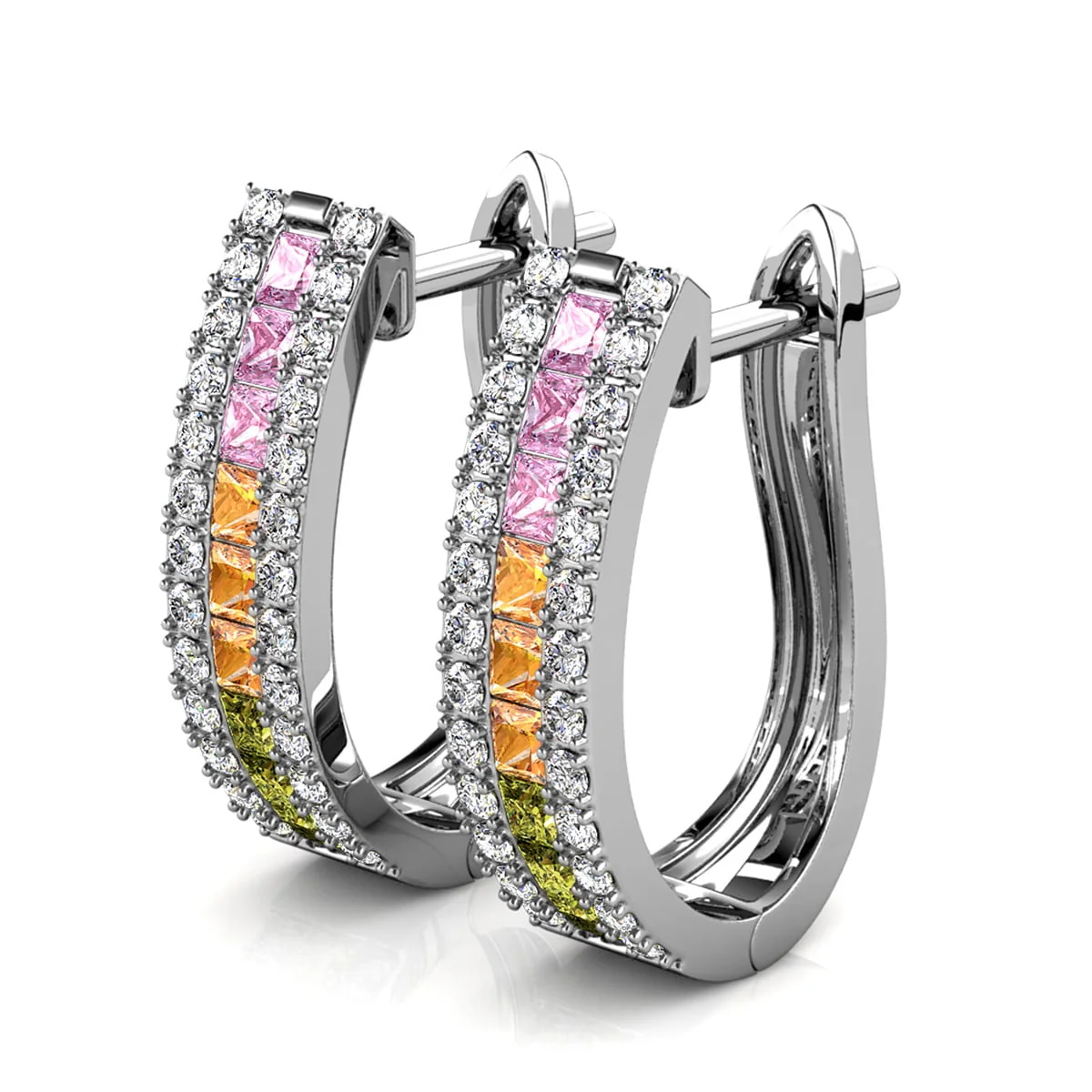 Rachel 18k White Gold Plated 19mm Hoop Earrings with Swarovski Crystals - Image 9