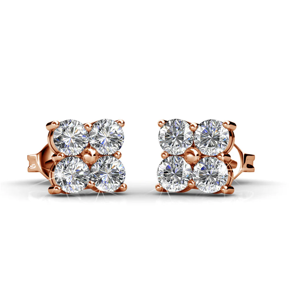 Rae 18k White Gold Stud Earrings with Swarovski Crystals - Image 13
