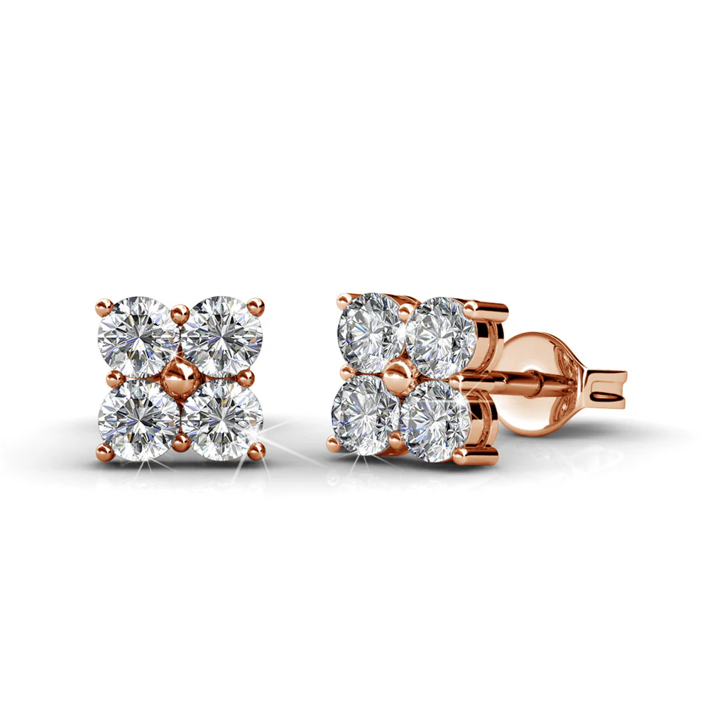 Rae 18k White Gold Stud Earrings with Swarovski Crystals - Image 15
