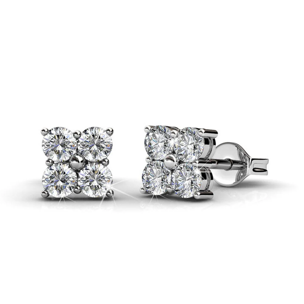 Rae 18k White Gold Stud Earrings with Swarovski Crystals - Image 7