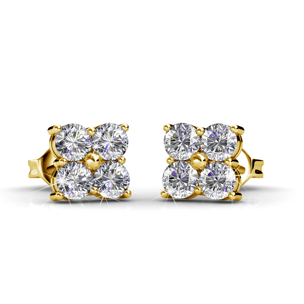 Rae 18k White Gold Stud Earrings with Swarovski Crystals - Image 9
