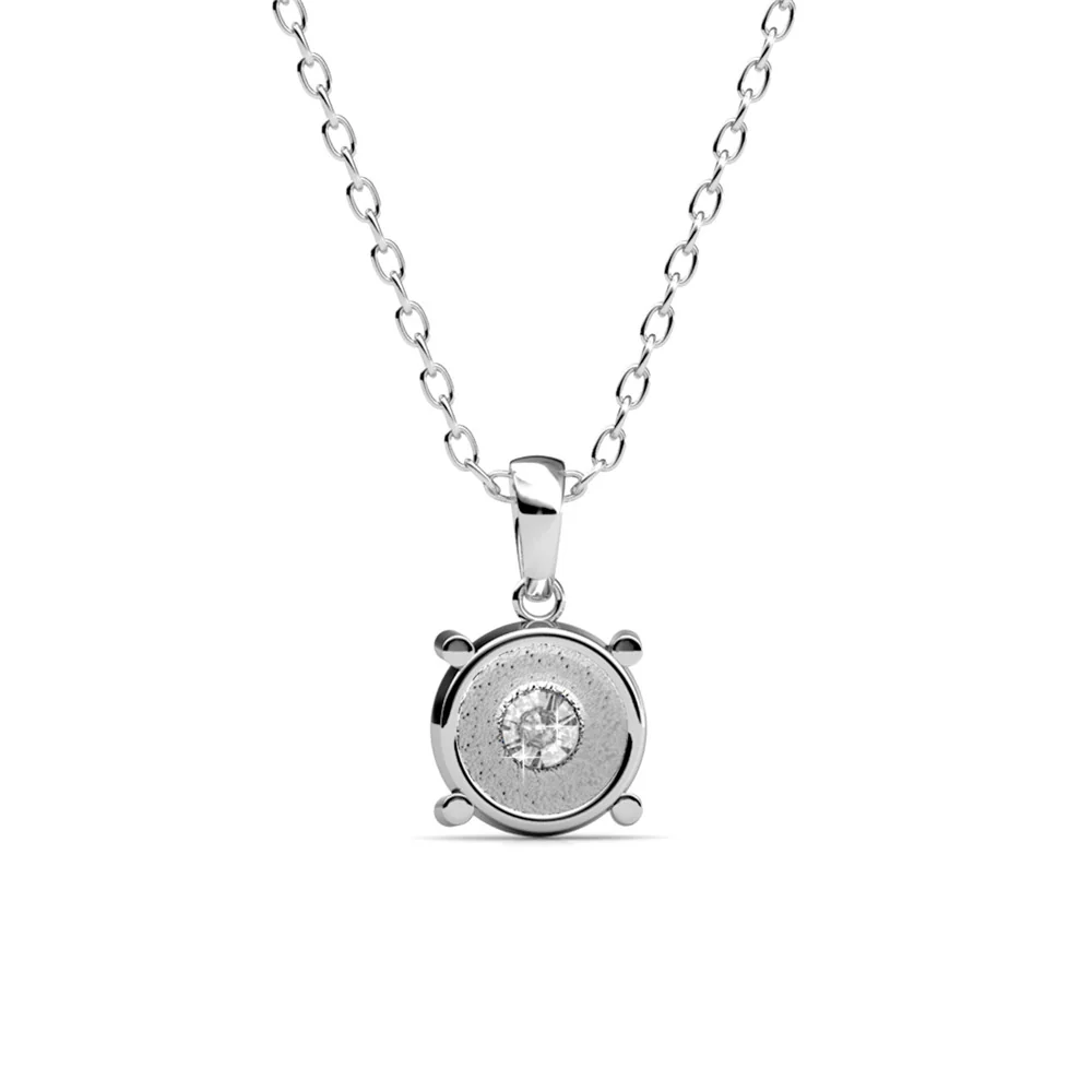 Raylee 18k White Gold Plated Halo Pendant Necklace with Swarovski Crystals - Image 8