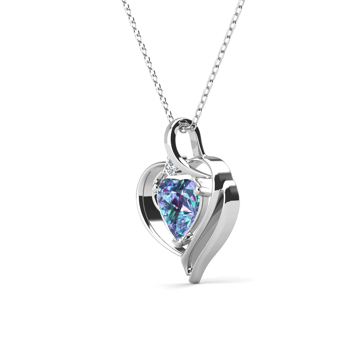 Regina 18k White Gold Plated Blue Heart Necklace with Swarovski Crystals - Image 8