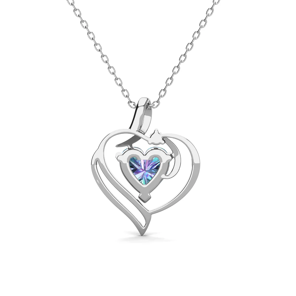 Regina 18k White Gold Plated Blue Heart Necklace with Swarovski Crystals - Image 9