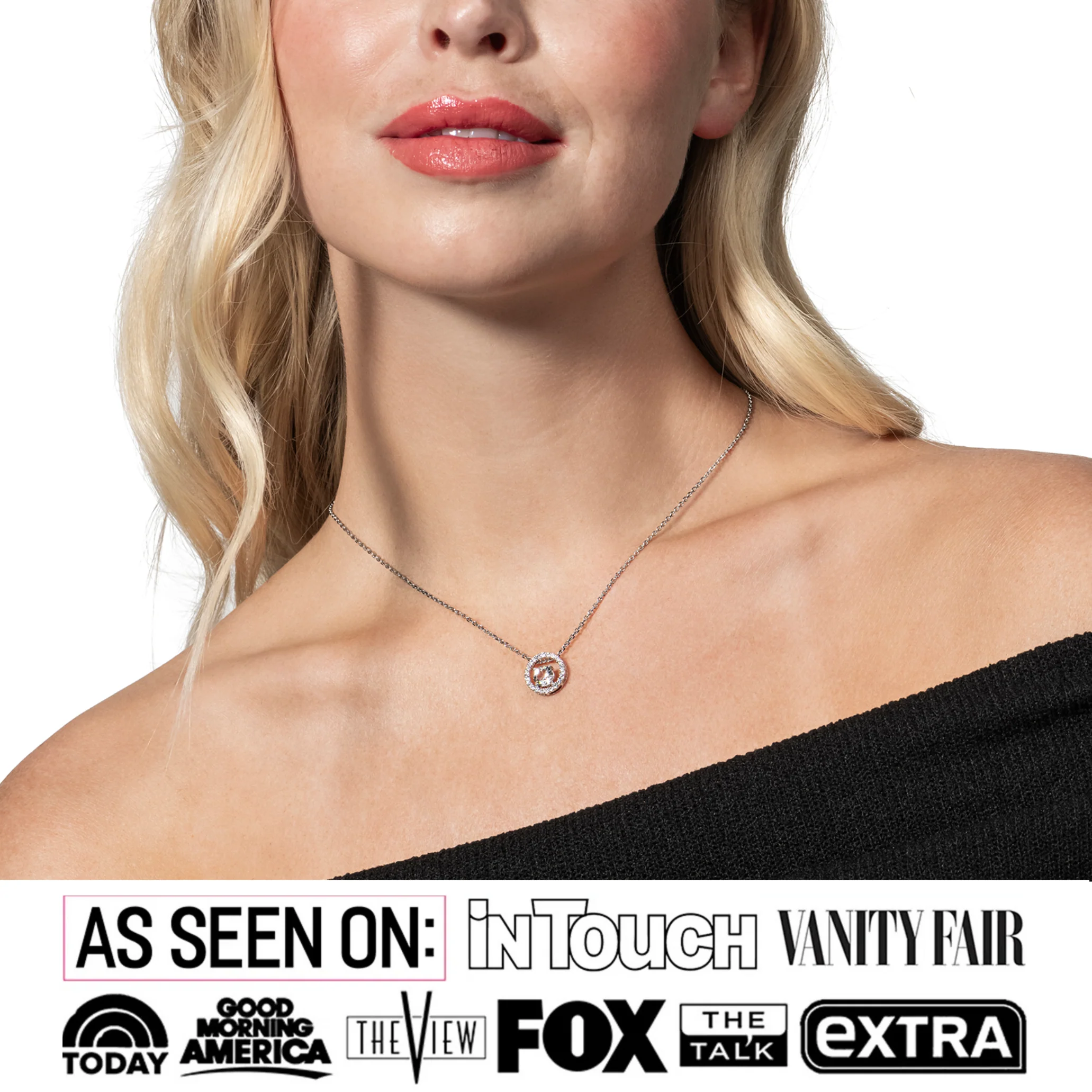 Reign 18k White Gold Plated Halo Necklace with Swarovski Crystals - Image 2