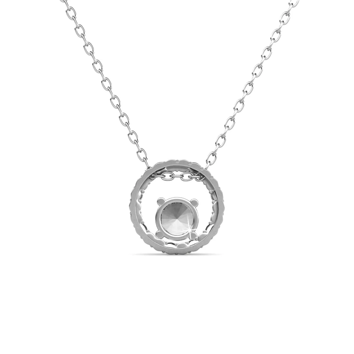 Reign 18k White Gold Plated Halo Necklace with Swarovski Crystals - Image 9