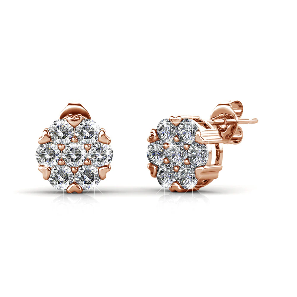 Remy 18k White Gold Plated Stud Earrings with Heart Accents and Swarovski Crystals - Image 14