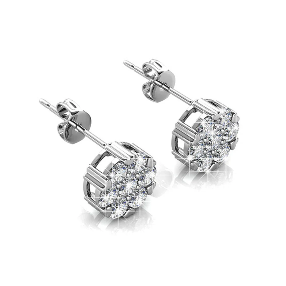 Remy 18k White Gold Plated Stud Earrings with Heart Accents and Swarovski Crystals - Image 8
