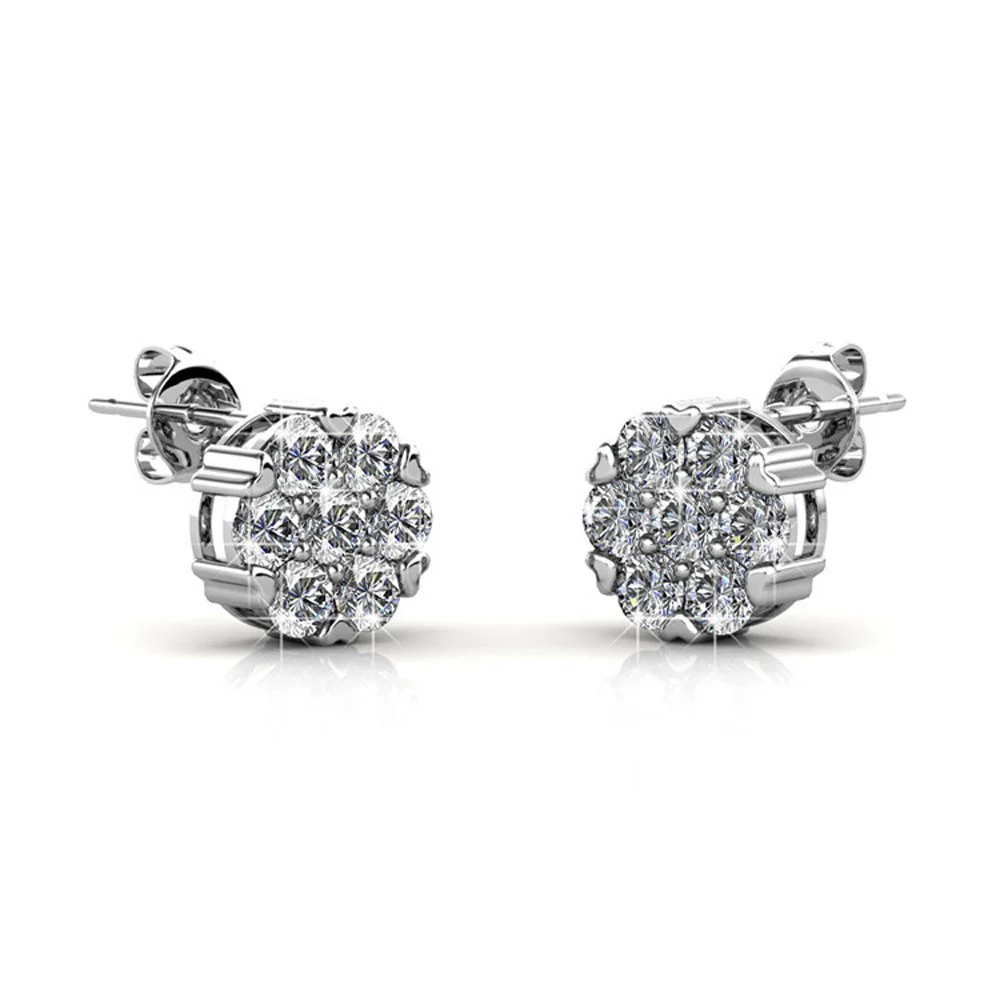 Remy 18k White Gold Plated Stud Earrings with Heart Accents and Swarovski Crystals - Image 9