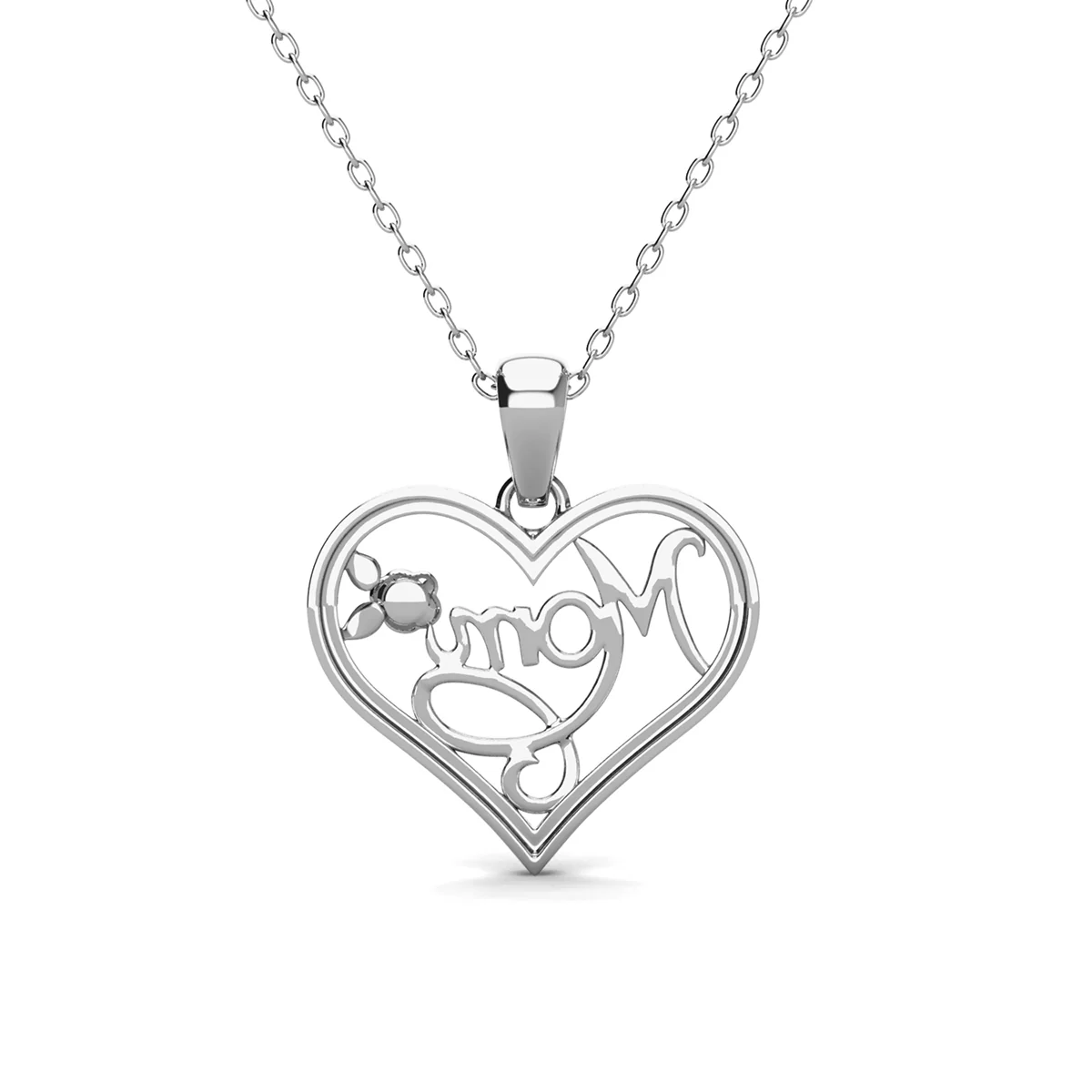 Rhonda 18k White Gold Plated Mom Heart Necklace with Swarovski Crystals - Image 9