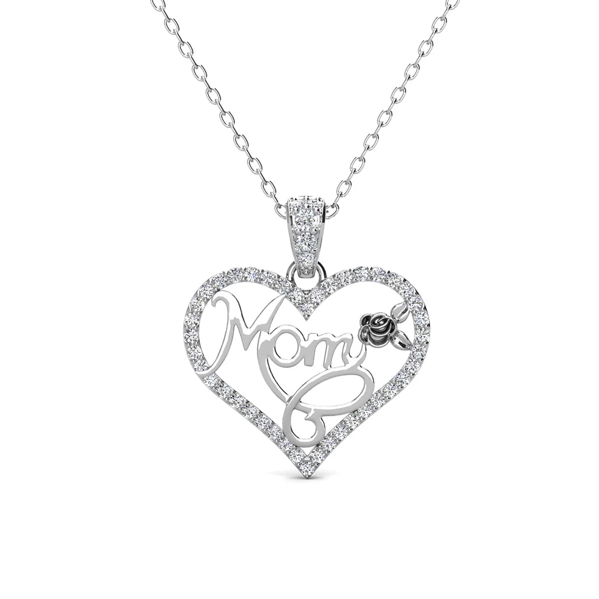 Rhonda 18k White Gold Plated Necklace with Swarovski Crystals & Heartfelt Message for Mom - Image 9