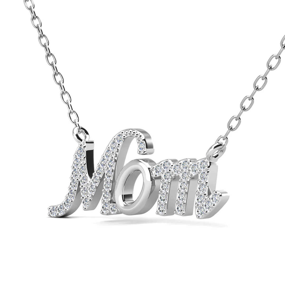 Riley 18k White Gold Plated Mom Necklace with Swarovski Crystals - Image 8