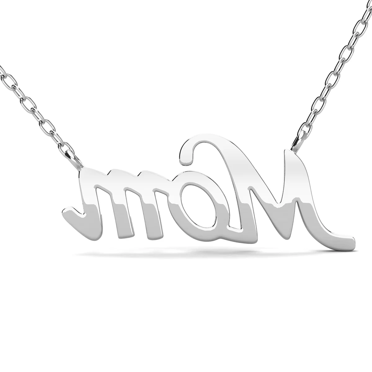 Riley 18k White Gold Plated Mom Necklace with Swarovski Crystals - Image 9