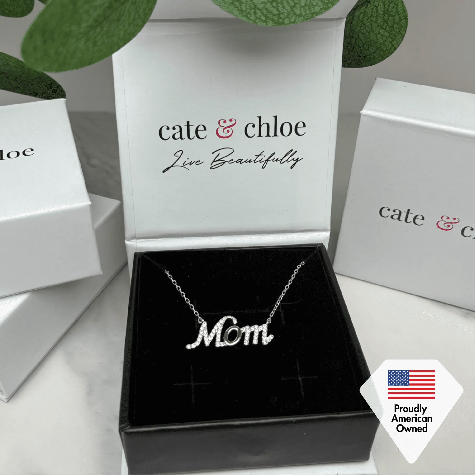 Riley 18k White Gold Plated Mom Necklace with Swarovski Crystals & Heartfelt Message for Mom - Image 8