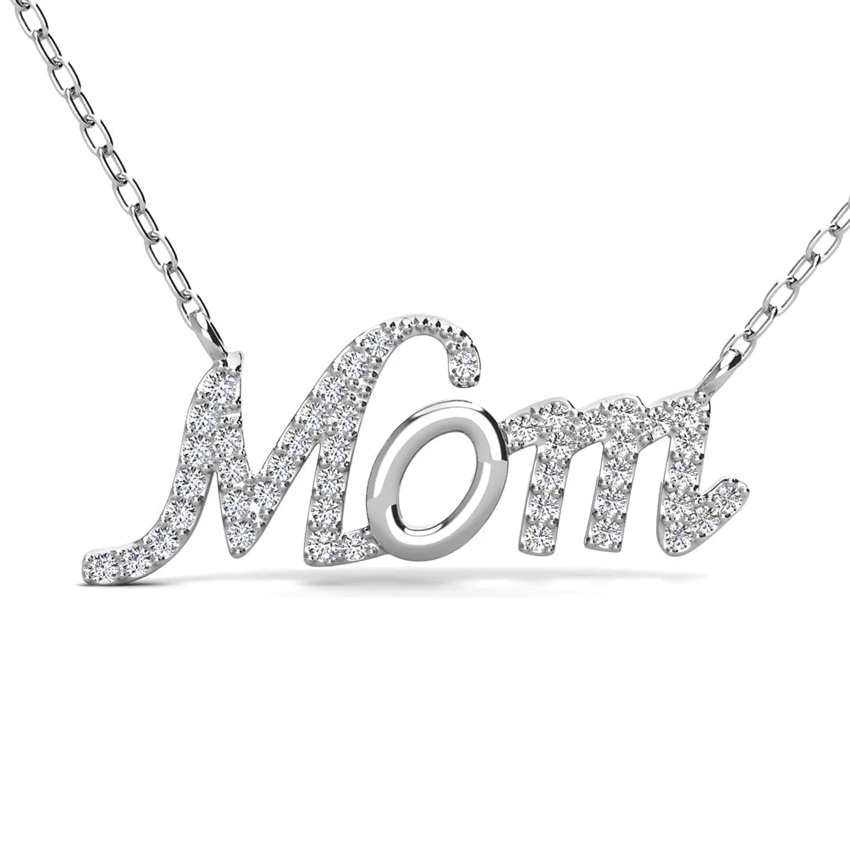 Riley 18k White Gold Plated Mom Necklace with Swarovski Crystals & Heartfelt Message for Mom - Image 9