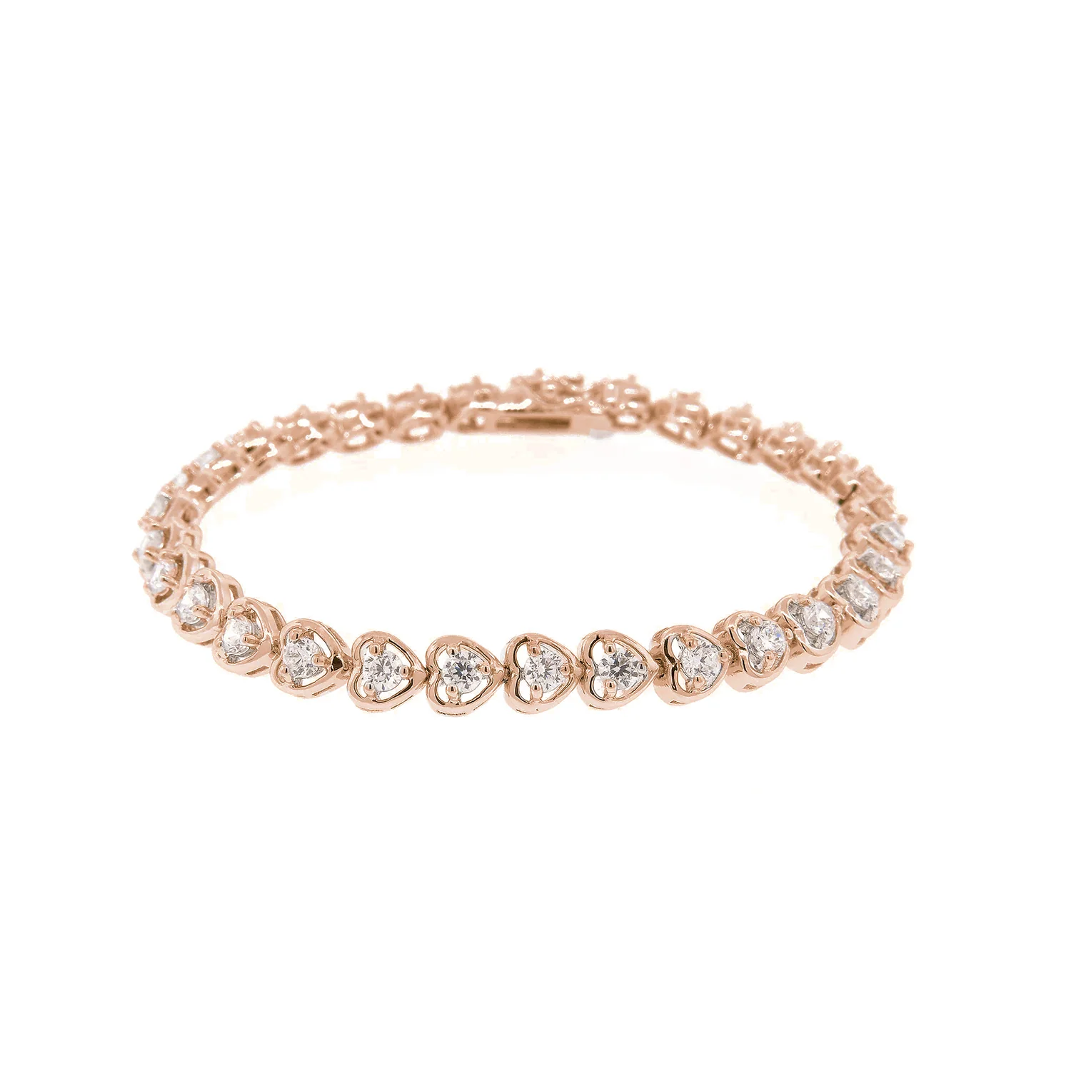 Rosalie 18k White Gold Plated Heart Tennis Bracelet with Simulated Diamond Crystals - Image 10