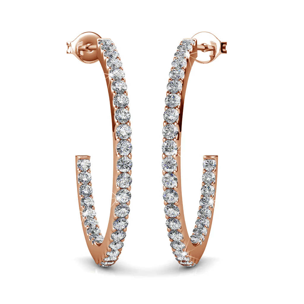 Rosalyn 18k White Gold Plated 20mm Hoop Earrings with Swarovski Crystals - Image 16