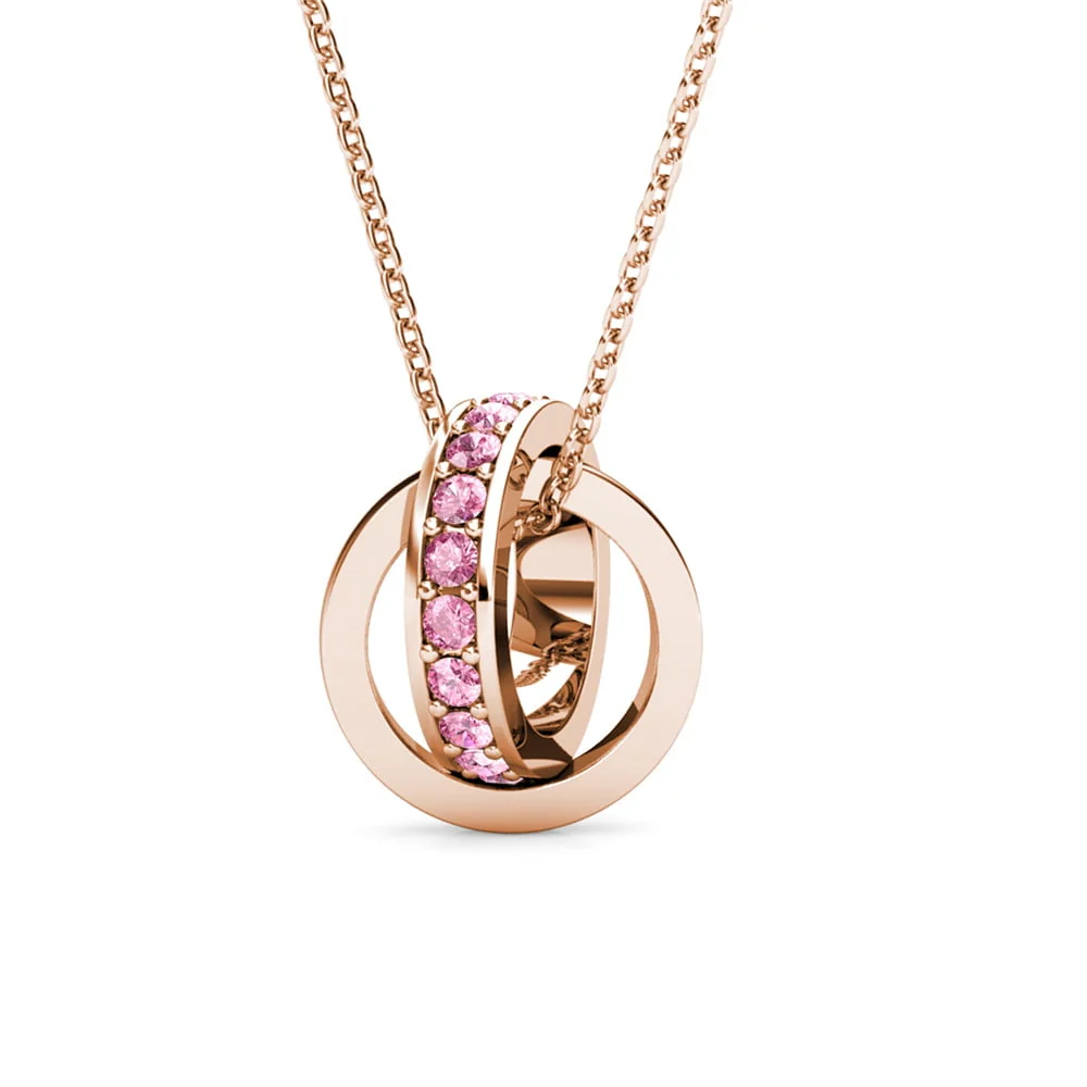 Rosie 18k Rose Gold Plated Pendant Necklace with Pink Swarovski Crystals - Image 7