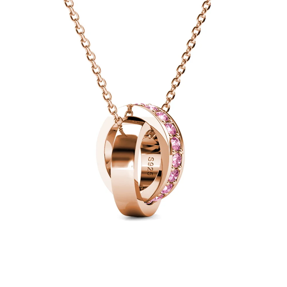 Rosie 18k Rose Gold Plated Pendant Necklace with Pink Swarovski Crystals - Image 8