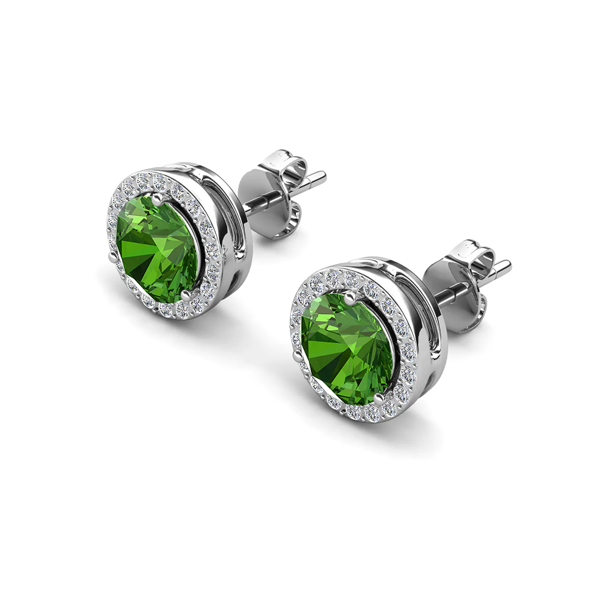 Royal Birthstone 18k White Gold Plated Halo Stud Earrings with Round Cut Swarovski Crystals - Image 28