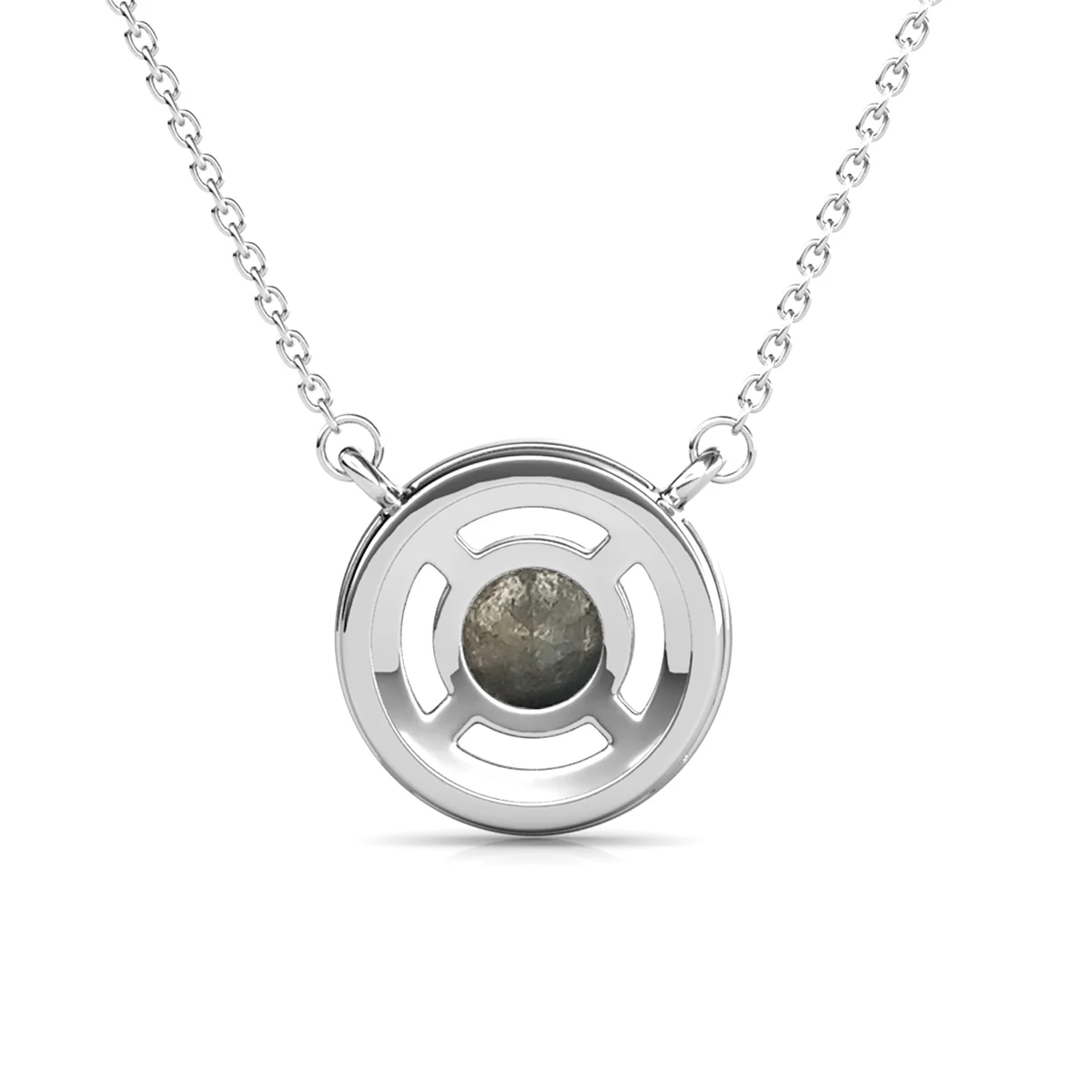 Royal 18k White Gold Plated July Birthstone Halo Necklace with Round Cut Ruby Red Swarovski Crystals - Image 5