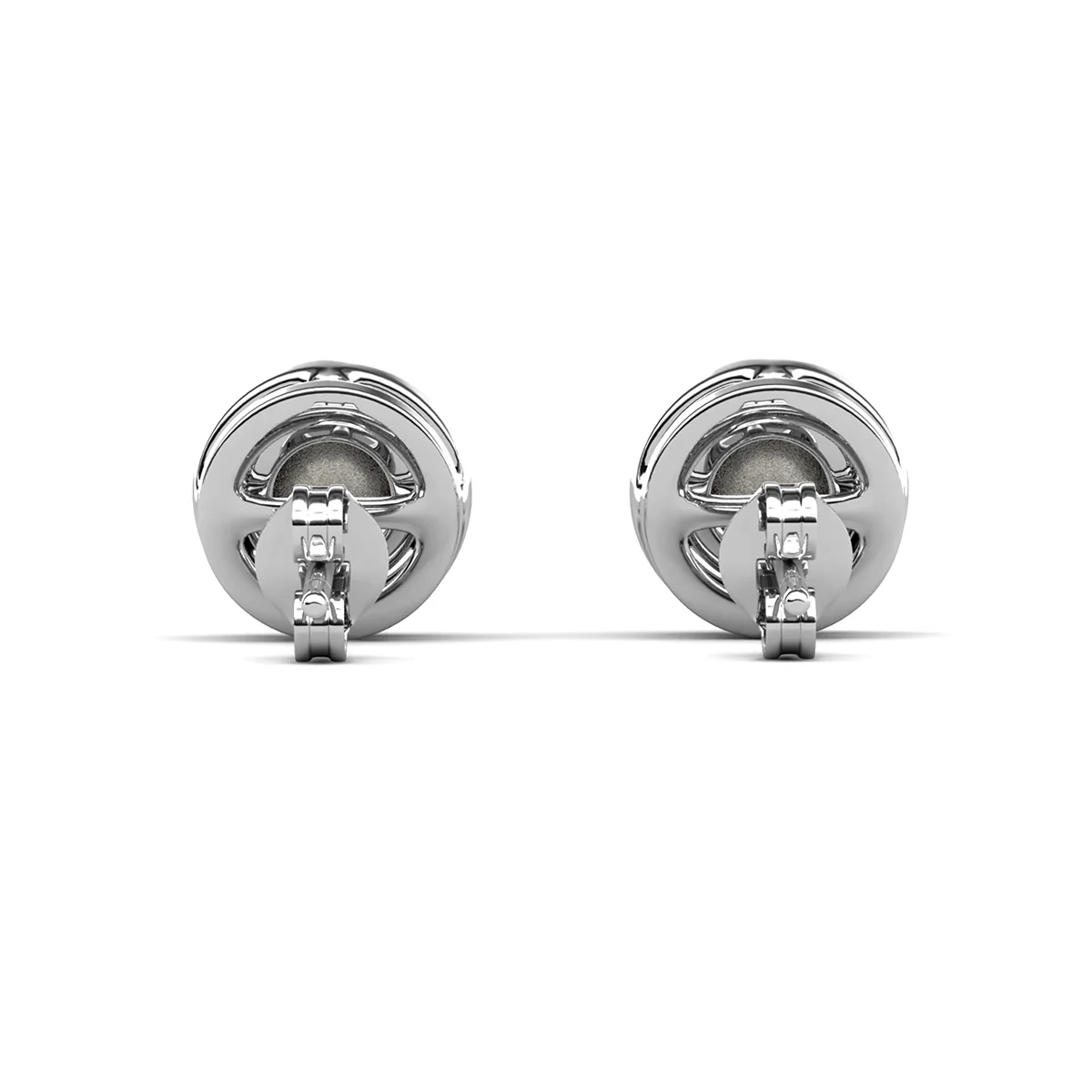 Royal 18k White Gold Plated July Birthstone Halo Earrings with Round Cut Ruby Red Swarovski Crystals - Image 6