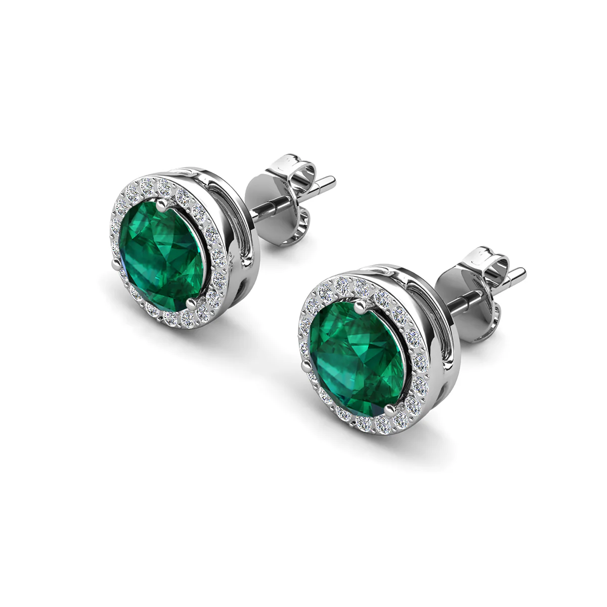Royal Birthstone 18k White Gold Plated Halo Stud Earrings with Round Cut Swarovski Crystals - Image 19