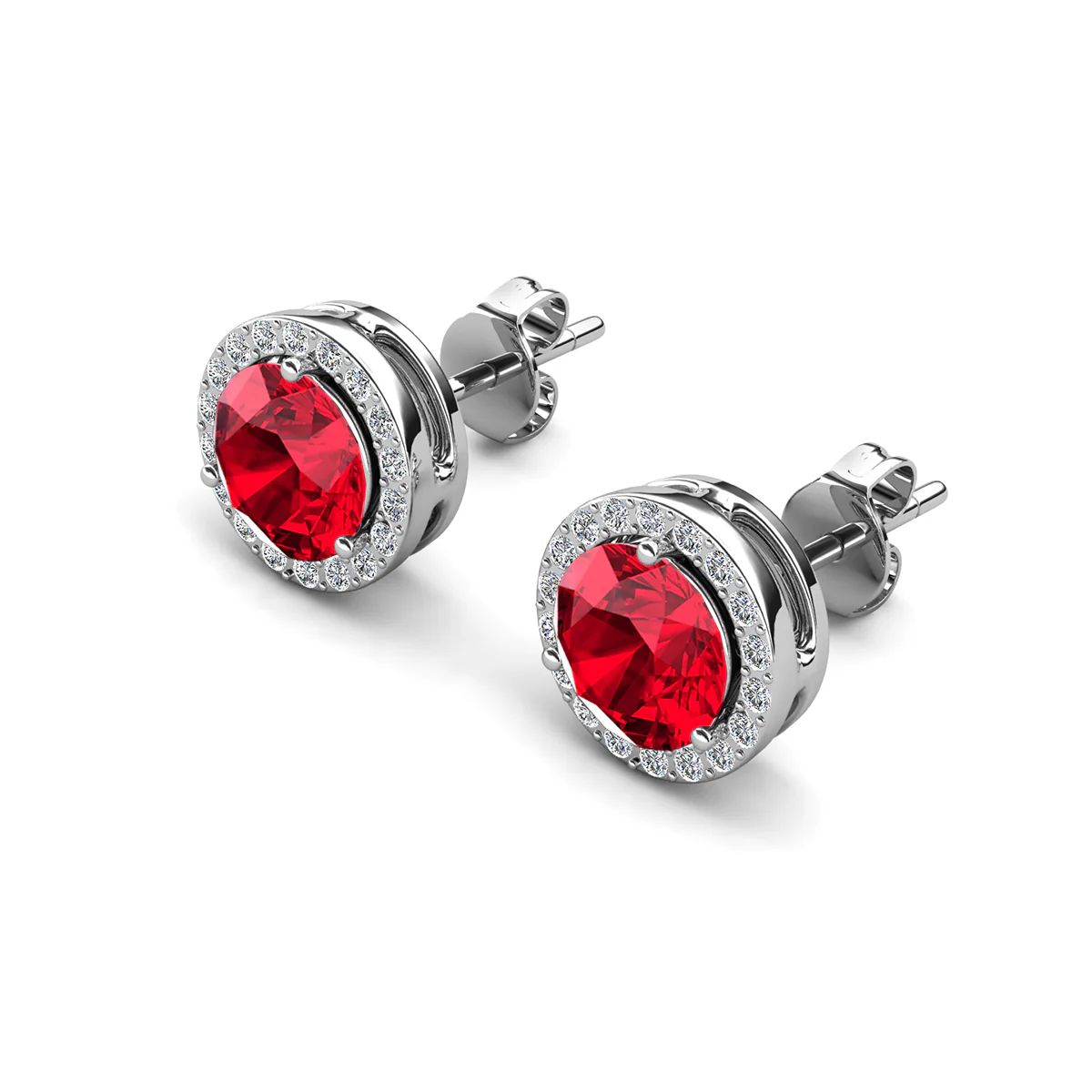 Royal Birthstone 18k White Gold Plated Halo Stud Earrings with Round Cut Swarovski Crystals - Image 25