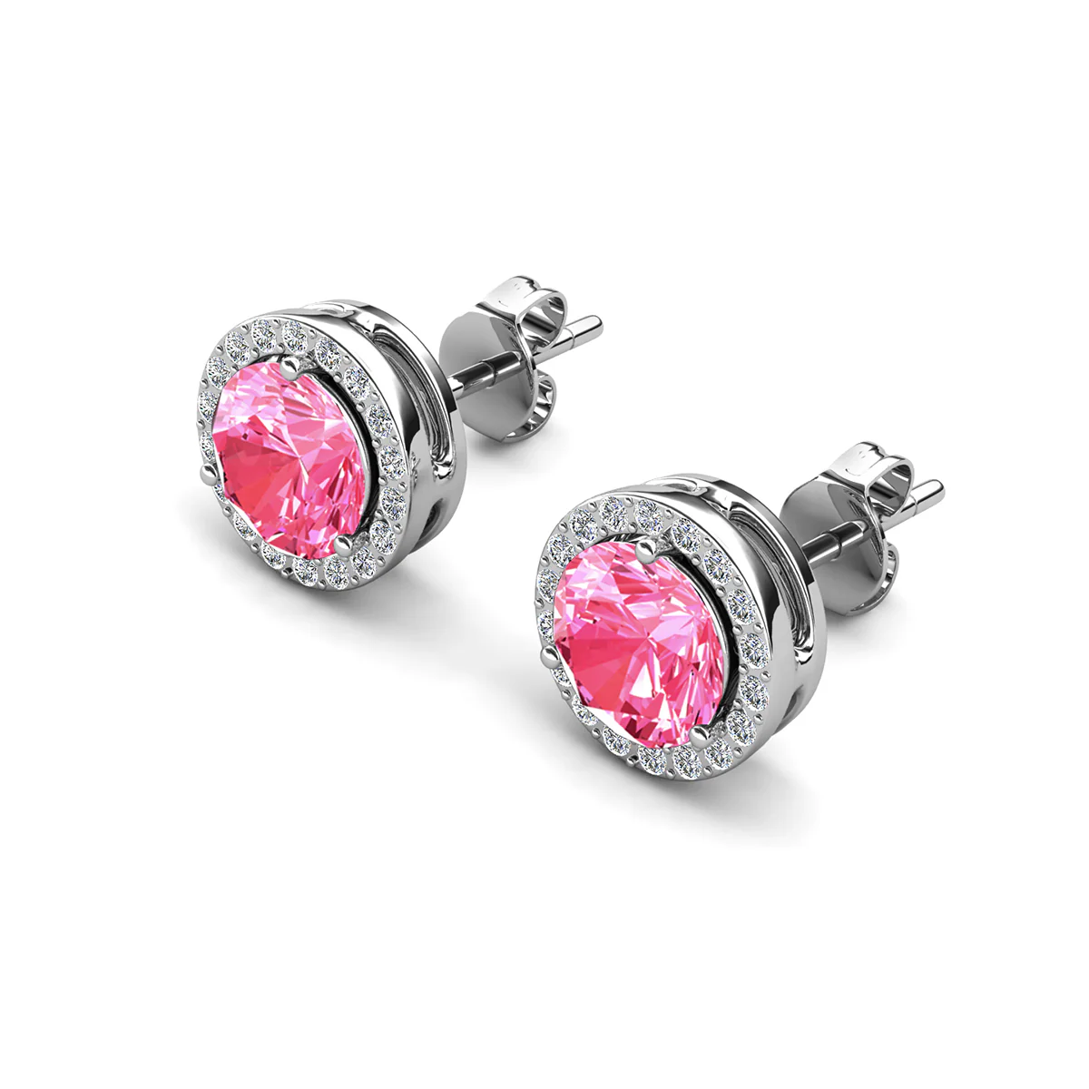 Royal Birthstone 18k White Gold Plated Halo Stud Earrings with Round Cut Swarovski Crystals - Image 34