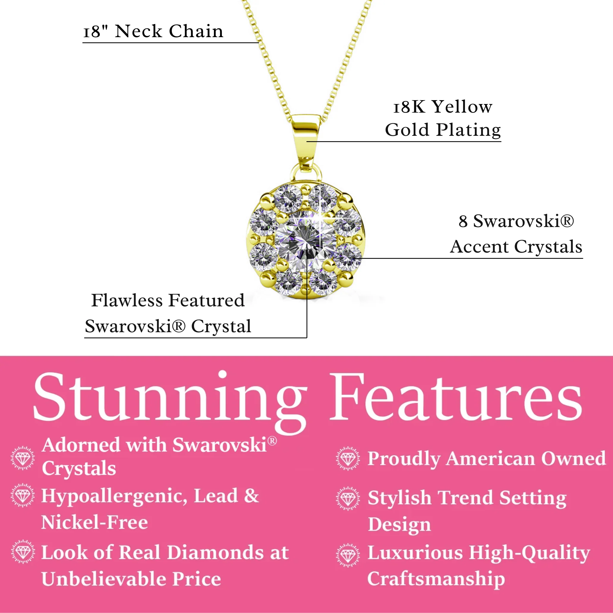 Ruth 18k White Gold Plated Silver Pendant Necklace with Swarovski Crystals - Image 11