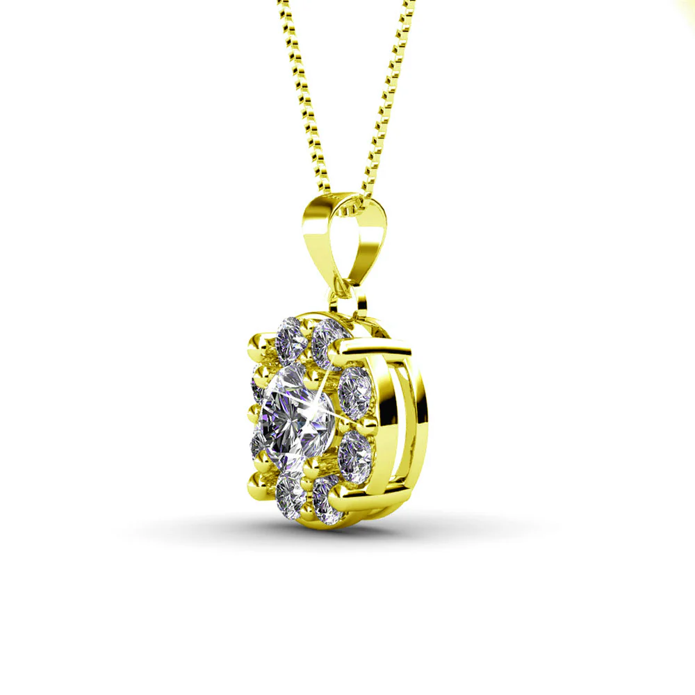 Ruth 18k White Gold Plated Silver Pendant Necklace with Swarovski Crystals - Image 12