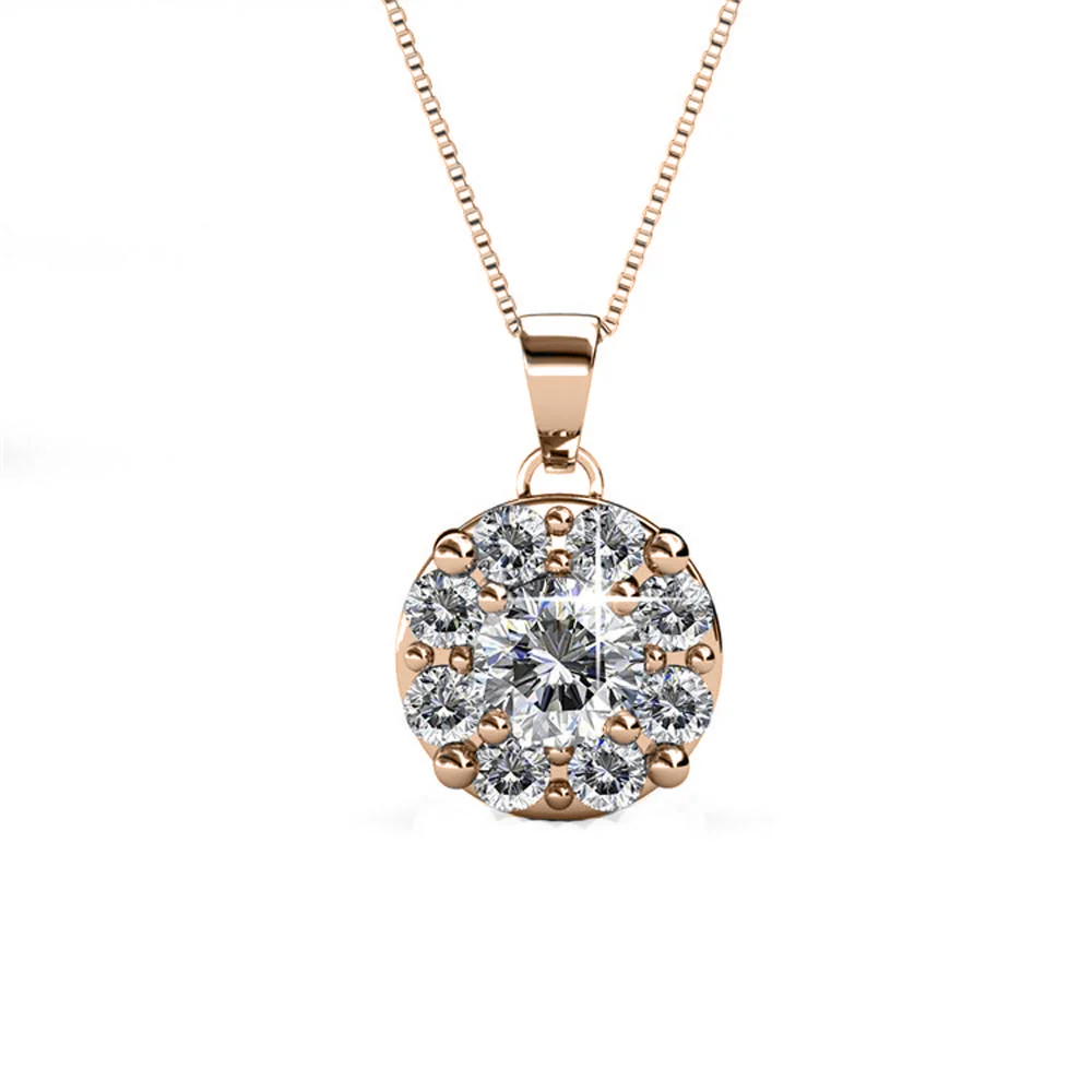 Ruth 18k White Gold Plated Silver Pendant Necklace with Swarovski Crystals - Image 14