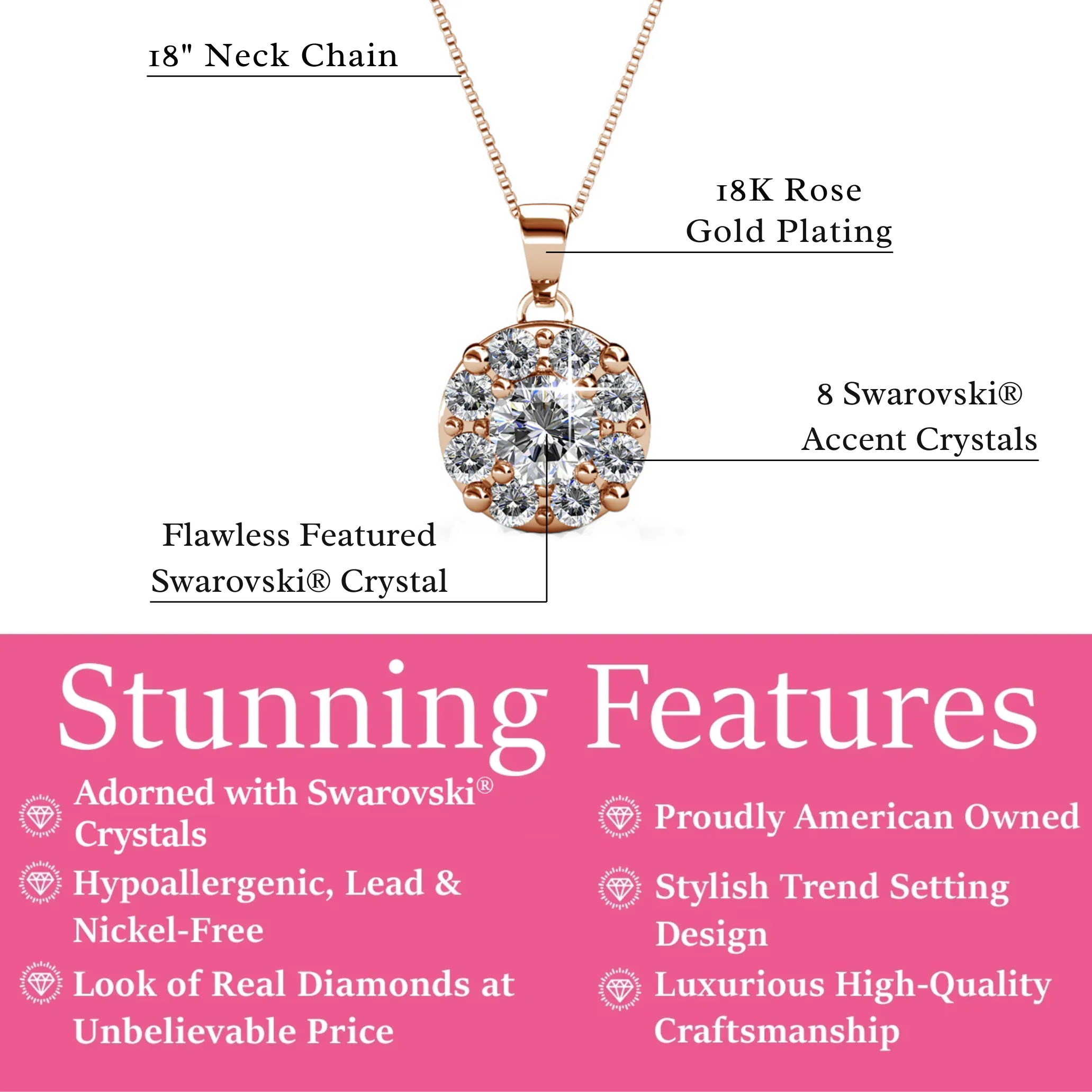 Ruth 18k White Gold Plated Silver Pendant Necklace with Swarovski Crystals - Image 15