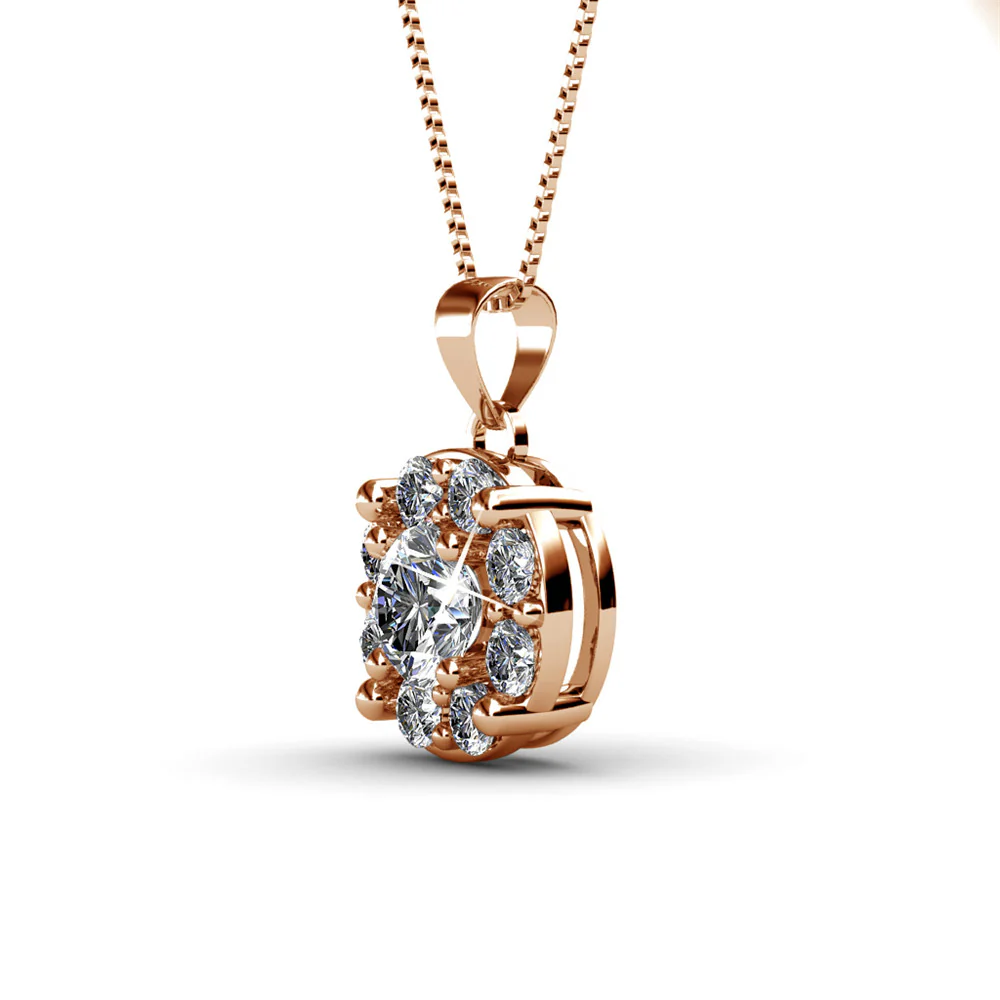 Ruth 18k White Gold Plated Silver Pendant Necklace with Swarovski Crystals - Image 16