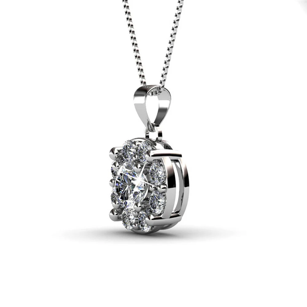 Ruth 18k White Gold Plated Silver Pendant Necklace with Swarovski Crystals - Image 8