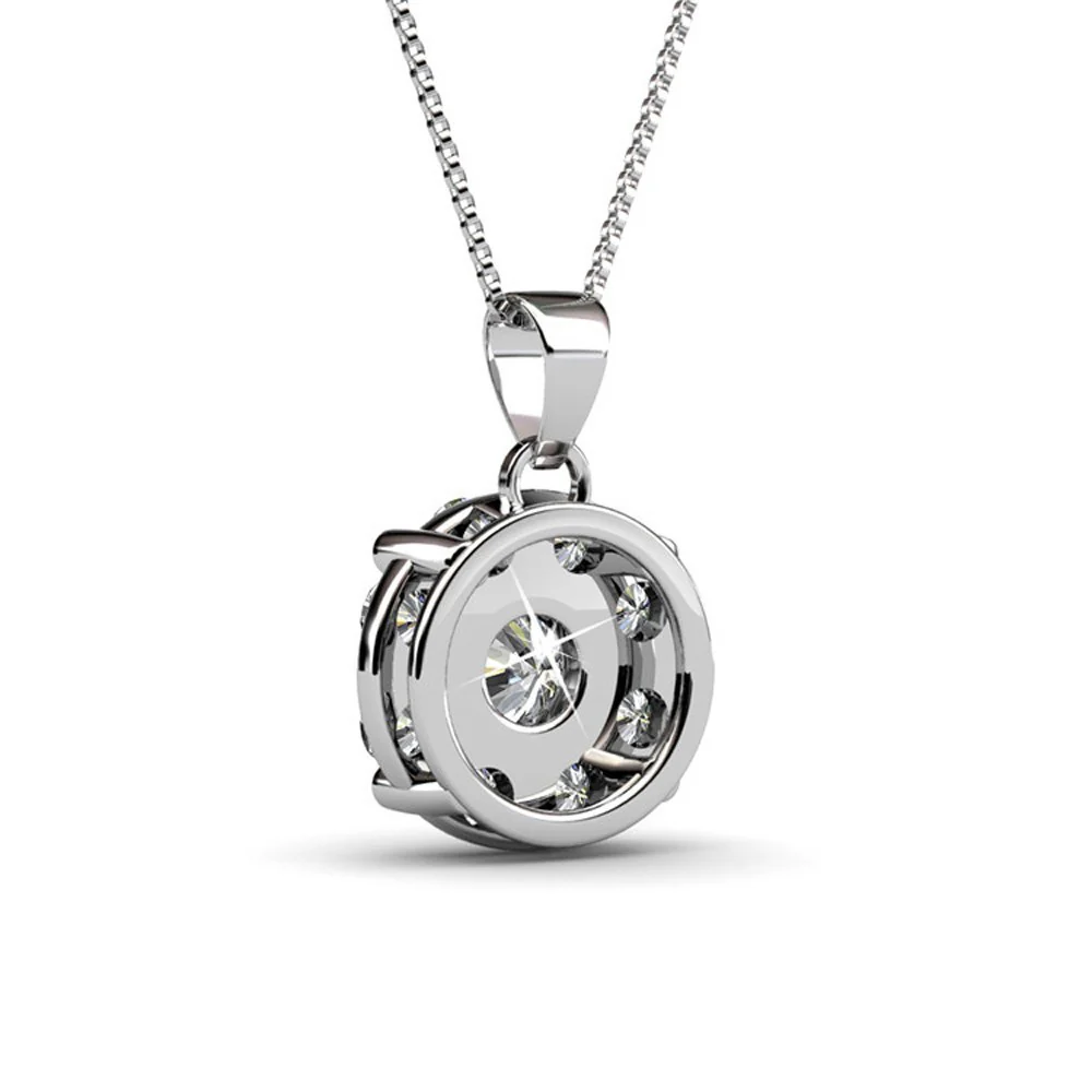 Ruth 18k White Gold Plated Silver Pendant Necklace with Swarovski Crystals - Image 9